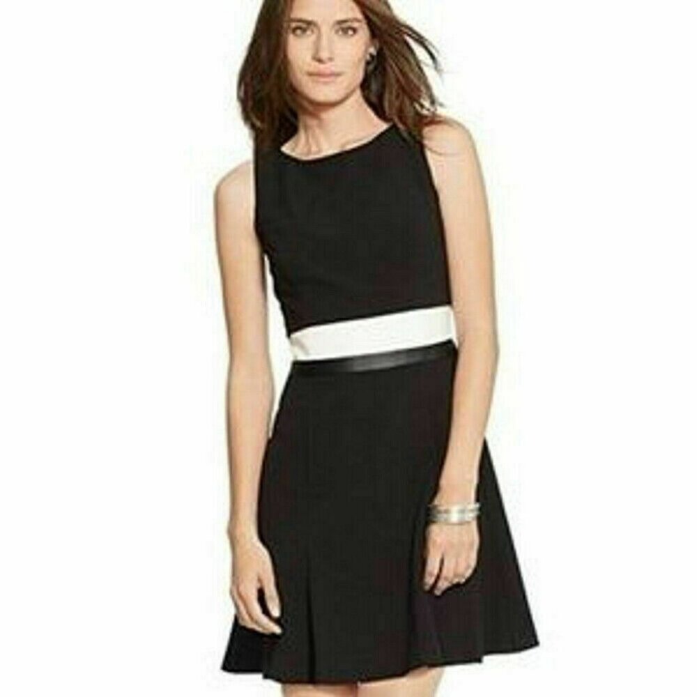 Lauren Ralph Lauren Black White Colorblock Dress Size 10 lbd little black dress